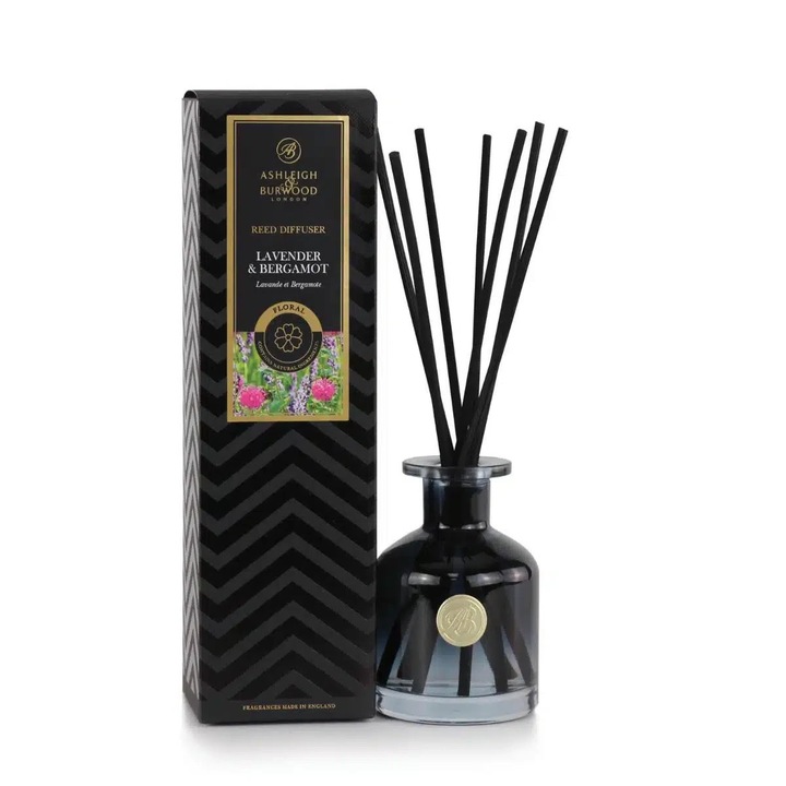 ASHLEIGH & BURWOOD szobaillatosító szett, 120 ml-es diffúzor, levendula és bergamott, bambusz pálcák