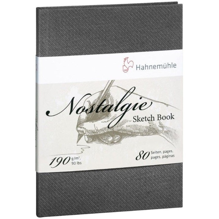 Bloc pentru schite 190 gr/mp, 40 coli 80 pagini / Sketch Book Nostalgie - Hahnemuhle, 10628694 A4 portret