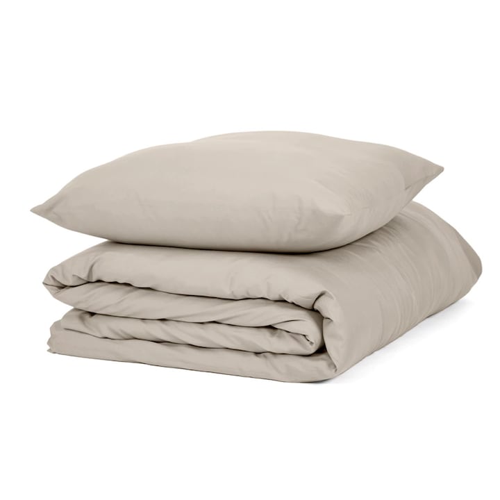 Lenjerie de pat, DOSANTEX, poliester, inchidere cu nasturi, culoare Bej, husa pilota 150x220cm, fata de perna 50x50cm