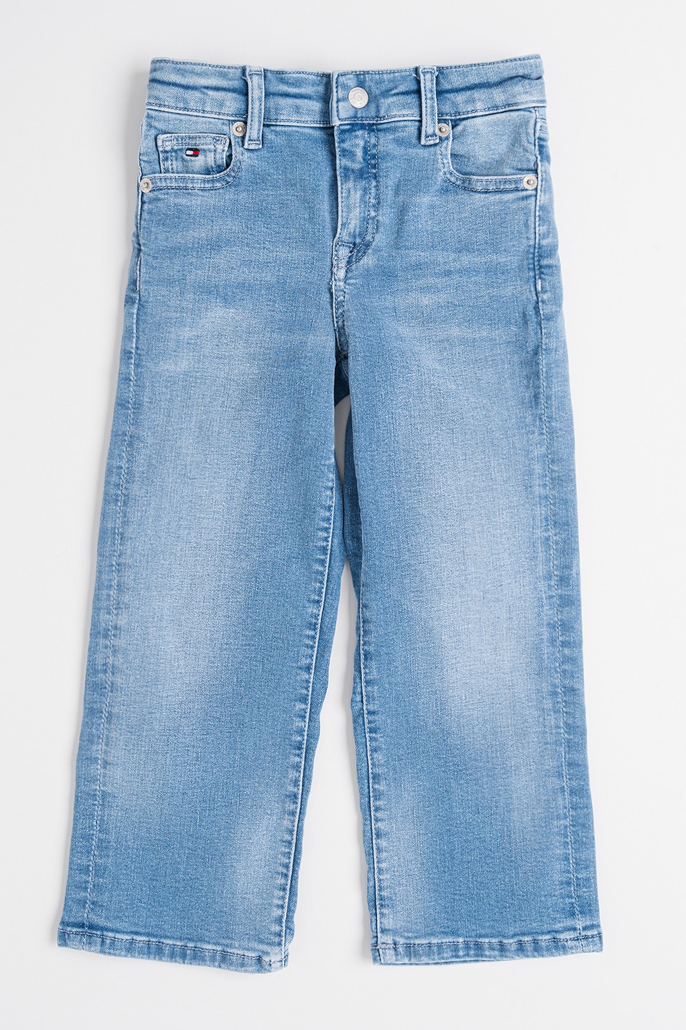 Tommy Hilfiger, Blugi drepti cu aspect decolorat, Albastru deschis, 164 CM