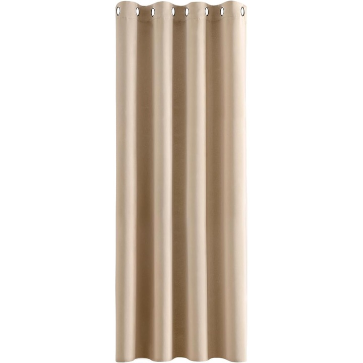 Perdea MIULEE, opaca, prindere cu inele, 200 x 215 cm, culoare bej deschis