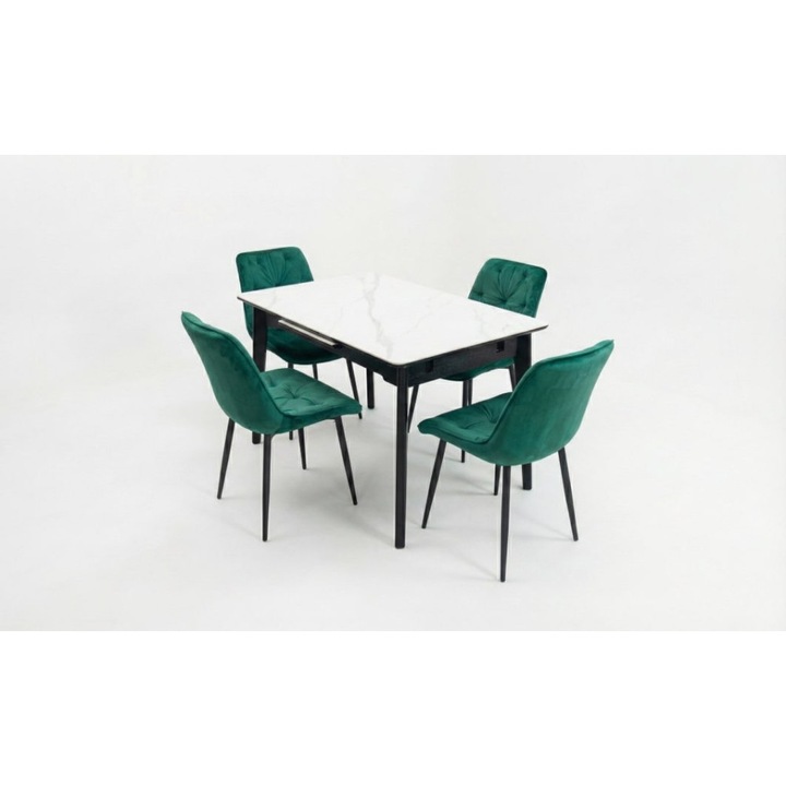 Set Masa Extensibila KJT4711-1 Alb cu 4 Scaune, verde, 160x85x76cm