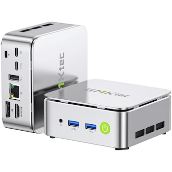 Mini PC GMKtec G10 cu procesor AMD Ryzen 5 3500U pana la 3.7GHz, 16GB RAM DDR4, 512GB SSD, Radeon Vega 8 Graphics, Windows 11 Pro, Silver