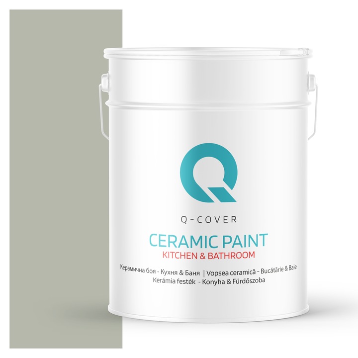 Vopsea lavabila ceramica Q-COVER Bucatarie & Baie, anti-mucegai, anti-bacterian, Kaki H1747, 10L