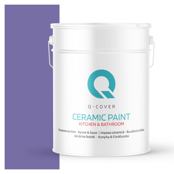 Vopsea lavabila ceramica Q-COVER Bucatarie & Baie, anti-mucegai, anti-bacterian, Pruna H2618, 10L