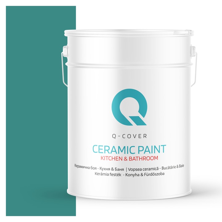 Керамична боя Q-COVER за Кухня и Баня, Тъмно тюркоаз H1421, 10L, Дълбок мат, устойчива на влага