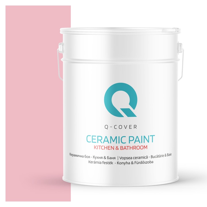 Vopsea lavabila ceramica Q-COVER Bucatarie & Baie, anti-mucegai, anti-bacterian, Roz deschis H3657, 10L
