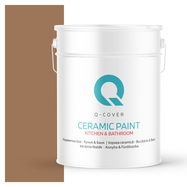 Vopsea lavabila ceramica Q-COVER Bucatarie & Baie, anti-mucegai, anti-bacterian, Maro H5018, 10L