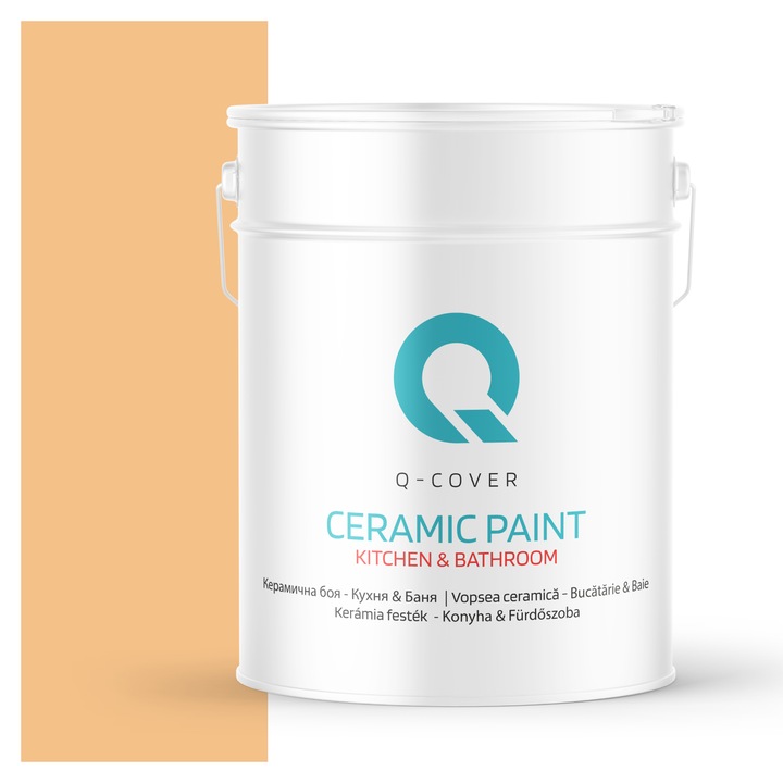Vopsea lavabila ceramica Q-COVER Bucatarie & Baie, anti-mucegai, anti-bacterian, Portocaliu deschis H5961, 10L