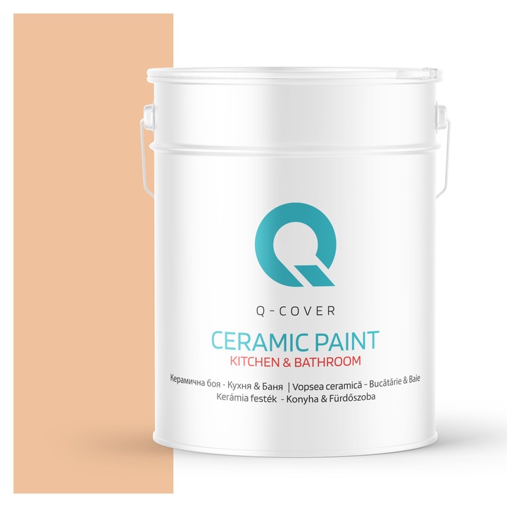 Vopsea lavabila ceramica Q-COVER Bucatarie & Baie, anti-mucegai, anti-bacterian, Piersica H6158, 10L