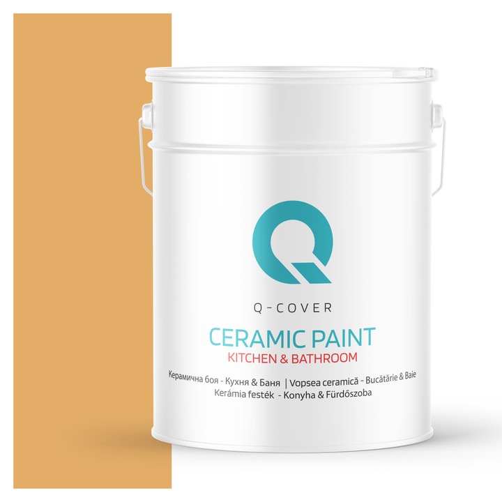 Vopsea lavabila ceramica Q-COVER Bucatarie & Baie, anti-mucegai, anti-bacterian, Chihlimbar H6441, 10L