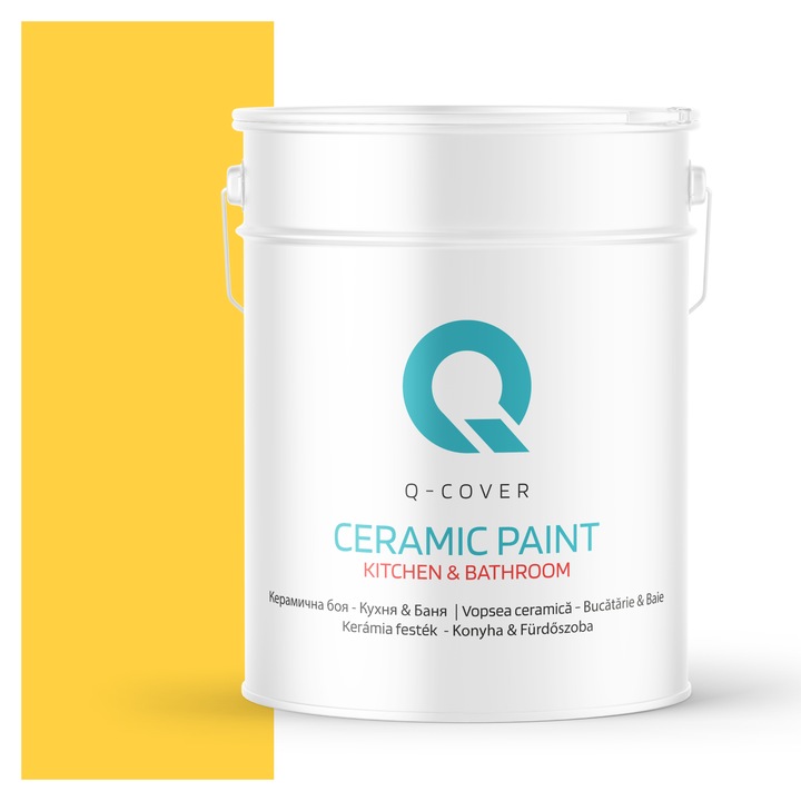 Vopsea lavabila ceramica Q-COVER Bucatarie & Baie, anti-mucegai, anti-bacterian, Auriu H7064, 10L