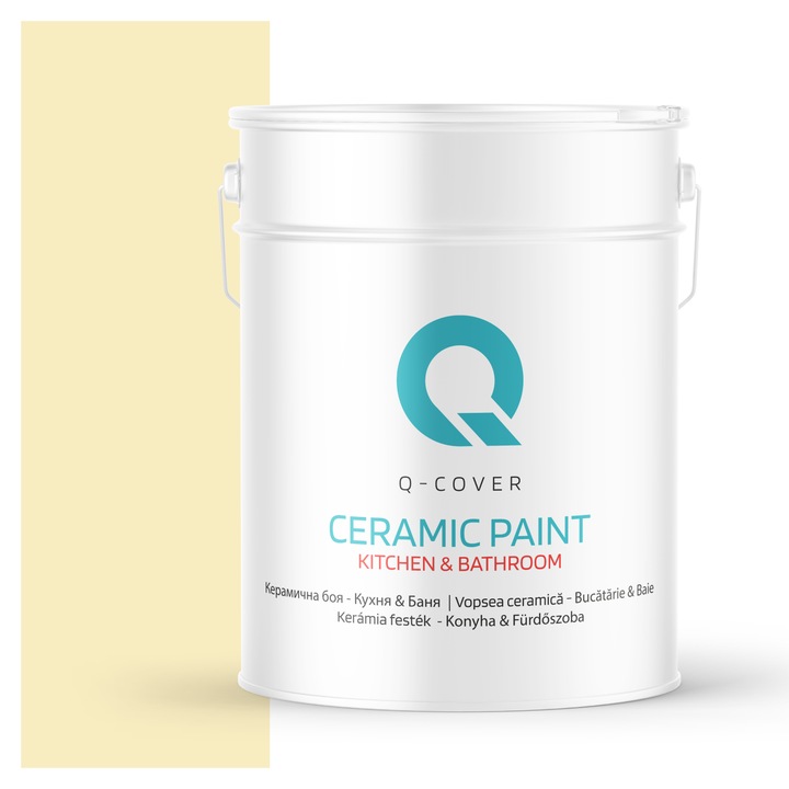 Vopsea lavabila ceramica Q-COVER Bucatarie & Baie, anti-mucegai, anti-bacterian, Canar H6981, 10L