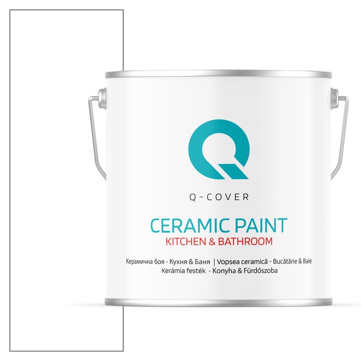 Vopsea ceramică, Q-COVER, Alb zapada H0101, mat profund, 5L, pentru bucătărie și baie