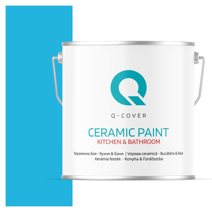 Vopsea lavabila ceramica Q-COVER Bucatarie & Baie, anti-mucegai, anti-bacterian, Albastru H0340, 5L