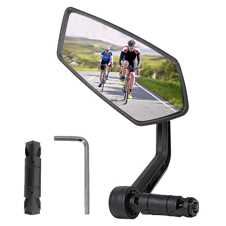 Огледало за велосипед, YOUKUKE, въртене на 360°, диаметър на кормилото 15-20 мм, черно, 11 см