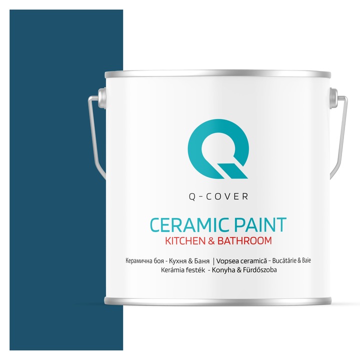 Vopsea lavabila ceramica Q-COVER Bucatarie & Baie, anti-mucegai, anti-bacterian, Bleumarin H0508, 5L