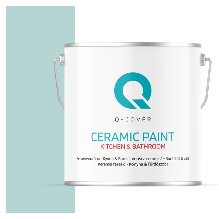 Vopsea lavabila ceramica Q-COVER Bucatarie & Baie, anti-mucegai, anti-bacterian, Verde menta deschis H1561, 5L