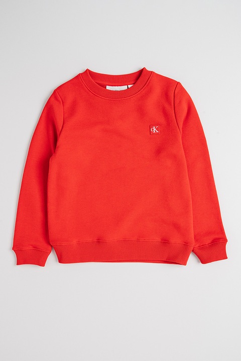CALVIN KLEIN, Суитшърт с органичен памук с овално деколте, Червен
