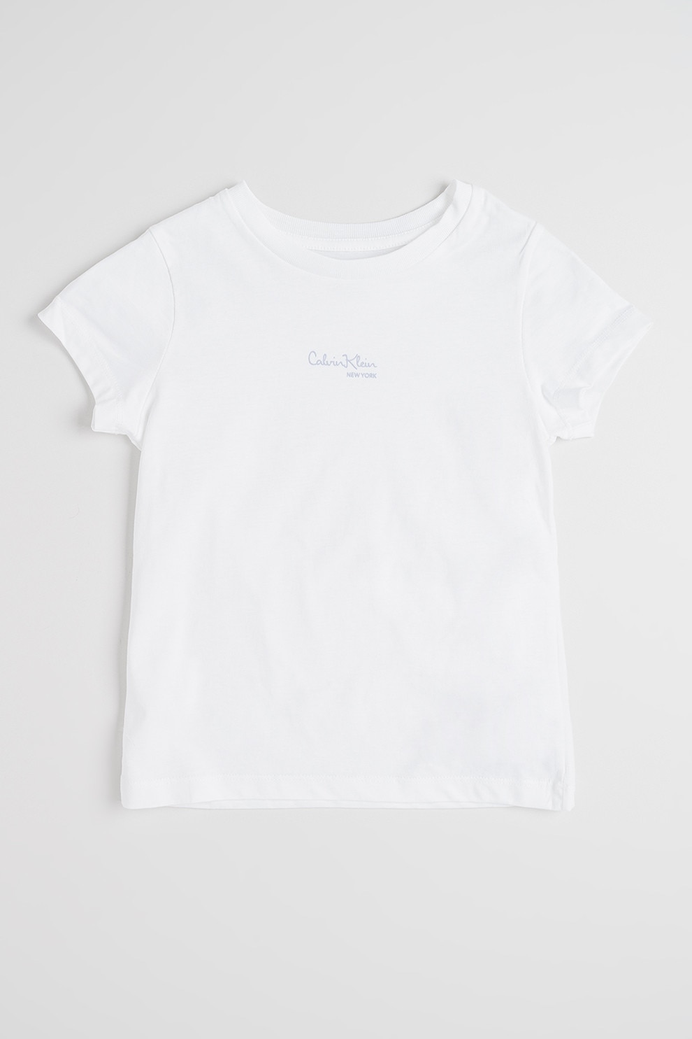 CALVIN KLEIN, Tricou cu decolteu la baza gatului si imprimeu logo, Alb optic, 164 CM