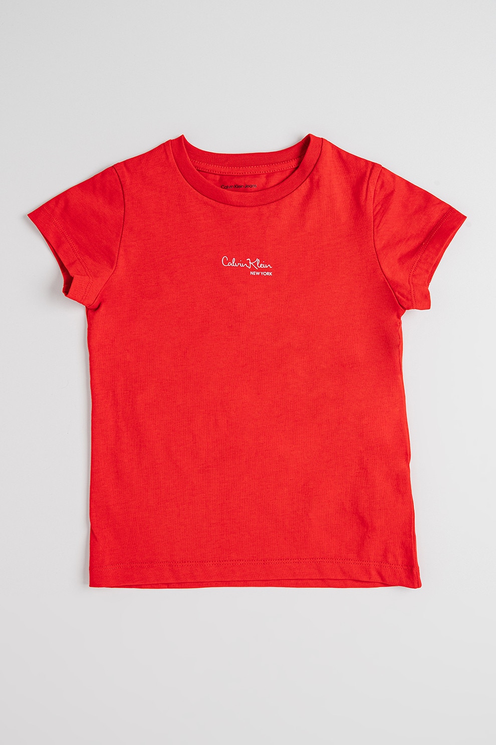 CALVIN KLEIN, Tricou cu decolteu la baza gatului si imprimeu logo, Rosu, 164 CM