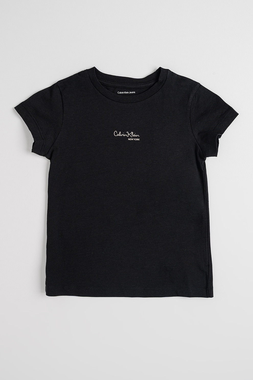 CALVIN KLEIN, Tricou cu decolteu la baza gatului si imprimeu logo, Negru, 164 CM