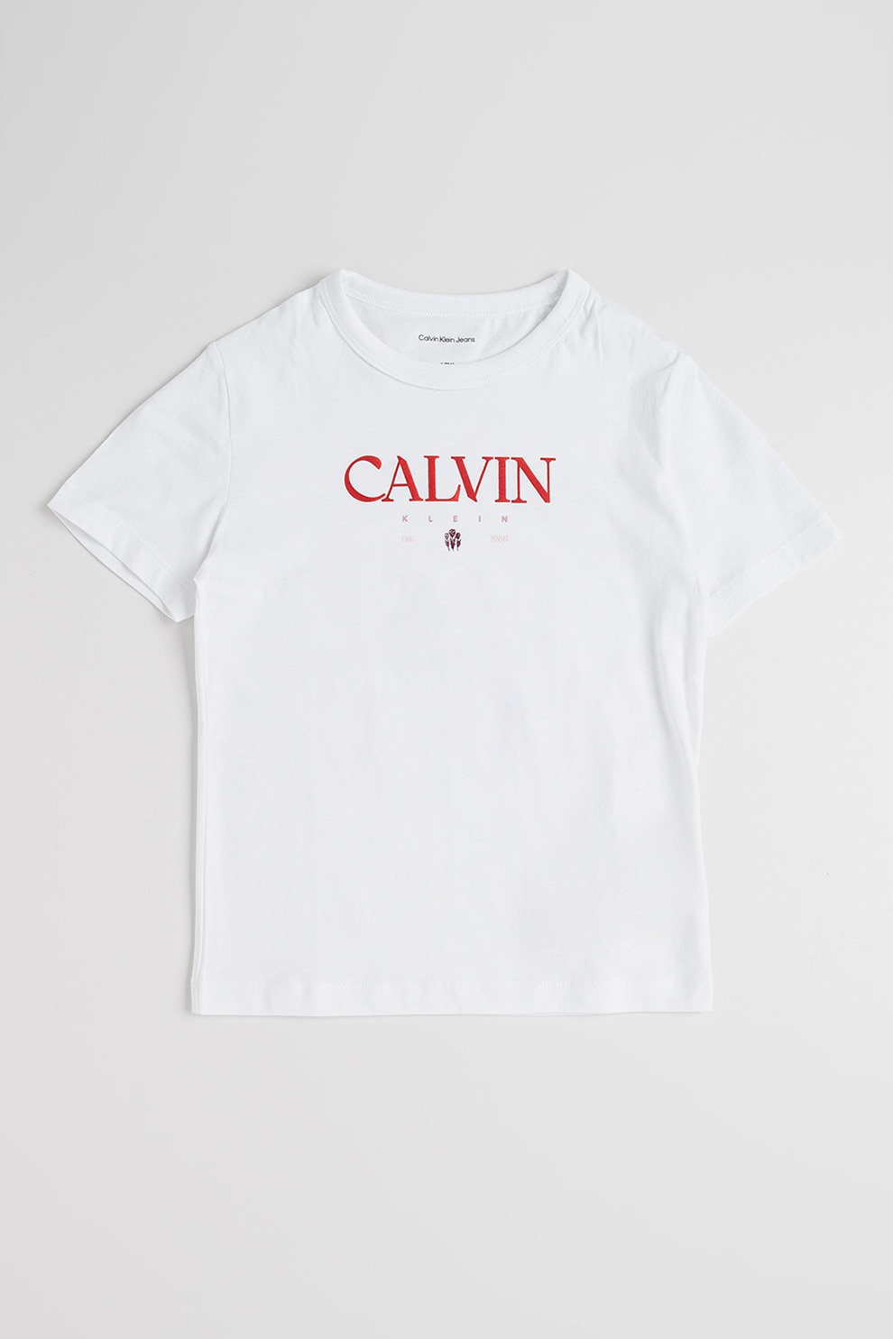 CALVIN KLEIN, Tricou de bumbac cu imprimeu logo, Alb, 152 CM