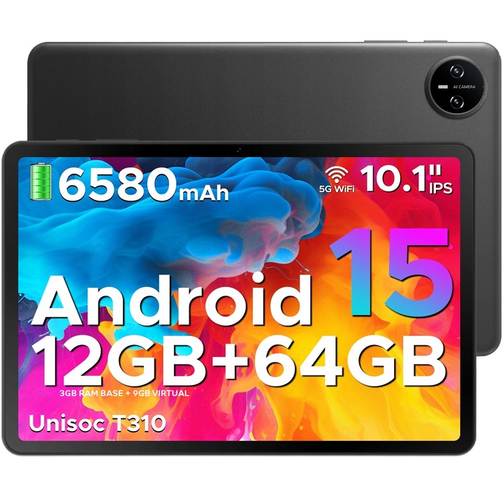 Tableta Doogee Tab A9, 10.1-inch, 12GB RAM, 64GB, Black
