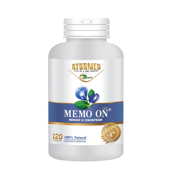 Supliment nutrițional Memo on, STAR INTERNATIONAL, 120 tablete, plante medicinale, pentru concentrare și memorie