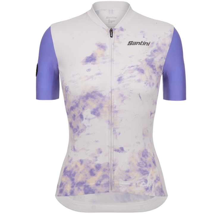 Tricou ciclism dama Santini Marble, Alb/Mov