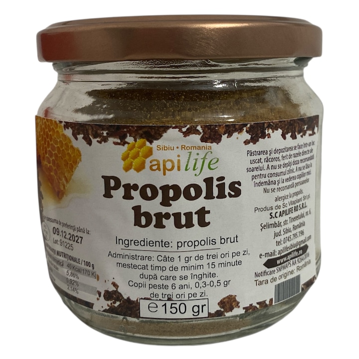 Pudra de propolis 150g, APILIFE SIBIU, acțiuni antibiotice și antivirotice, pentru adulți și copii