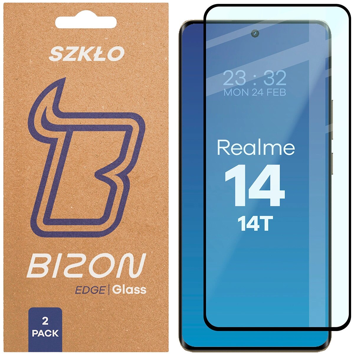 Set 2 Sticla de protectie, Bizon Glass Edge Duo Pentru Realme 14 5G / 14T 5G