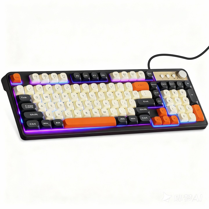 Tastatura Mecanica cu fir Gaming, SDLOGAL,98 taste, 28 taste Anti-Ghosting, Taste Iluminate Rainbow LED, silcent, Negru