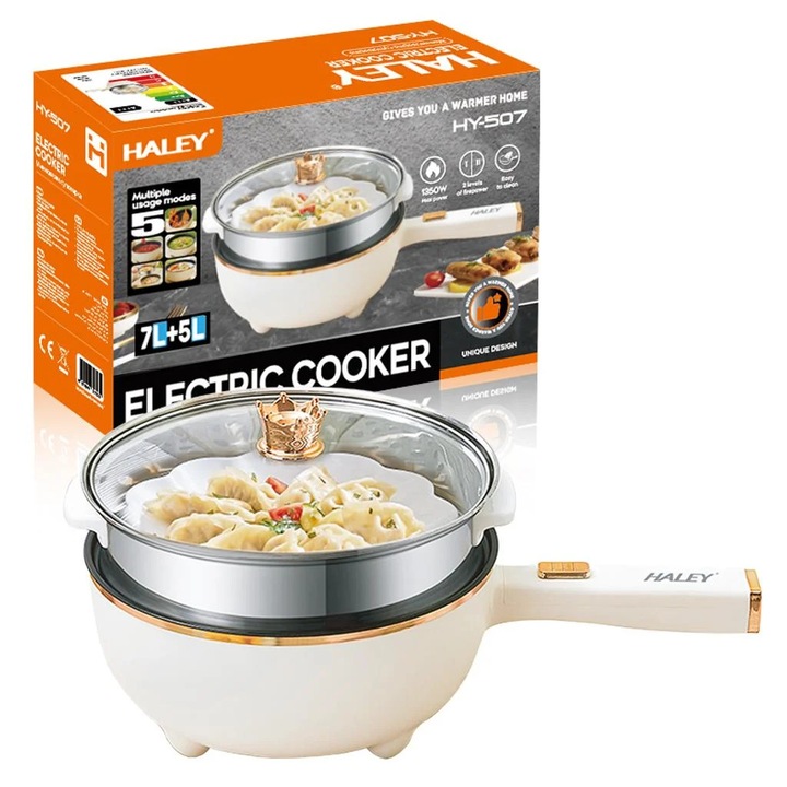 Haley HY-507 Electric Cooker 7L + 5L – Oala Electrica Multifunctionala 1350W