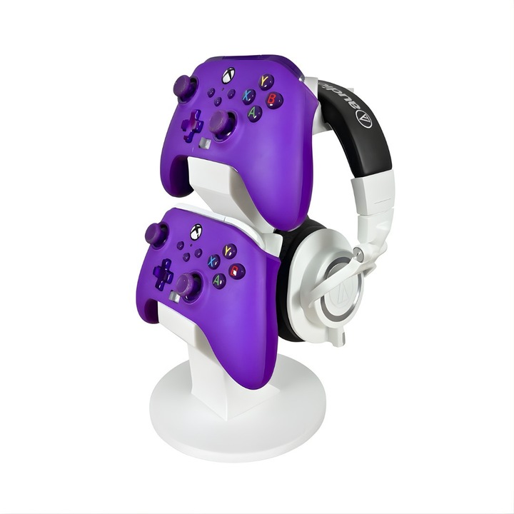 Suport pentru casti si controller, Alb, 11.5x16.9x24.8cm