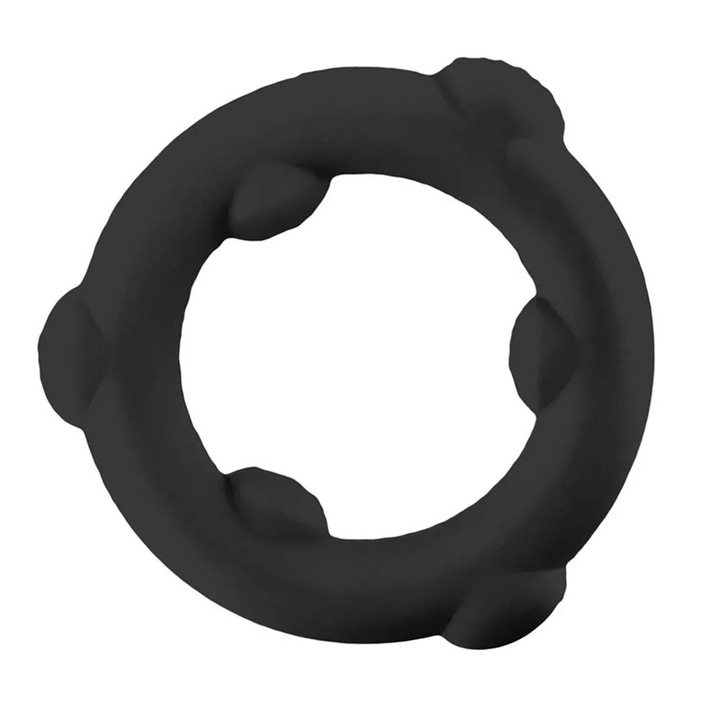 Inel silicon moale, cu bile, Spinner Silicone cockring, negru