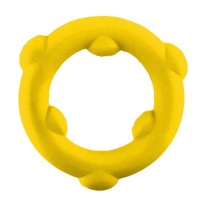 Inel silicon moale, cu bile, Spinner Silicone cockring, galben