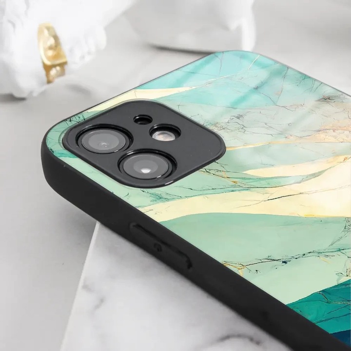 Tok, Mobiwear - Glossy Case - G024G kompatibilis Samsung Galaxy S21 Plus, Türkiz Márvány