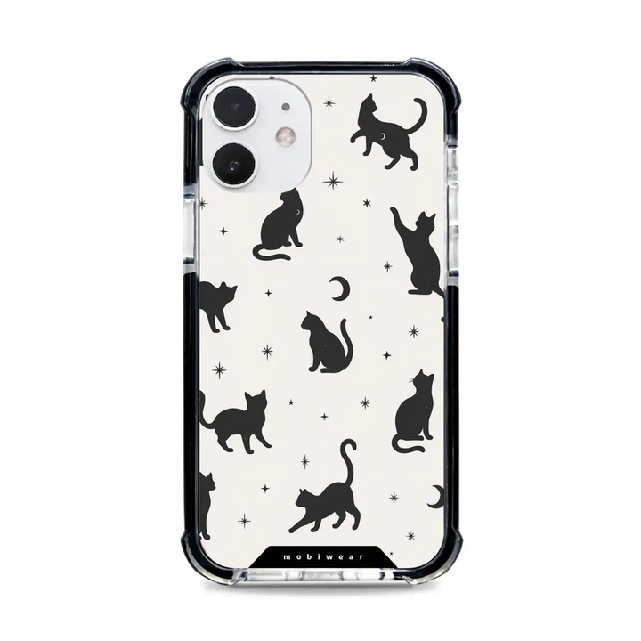 Калъф, Mobiwear - Magnet Elite Bumper - D162D за iPhone 12 Pro, Котешка Нощ