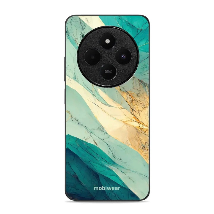 Tok, Mobiwear - Glossy Case - G024G kompatibilis Xiaomi Redmi 14C 4G, Türkiz Márvány