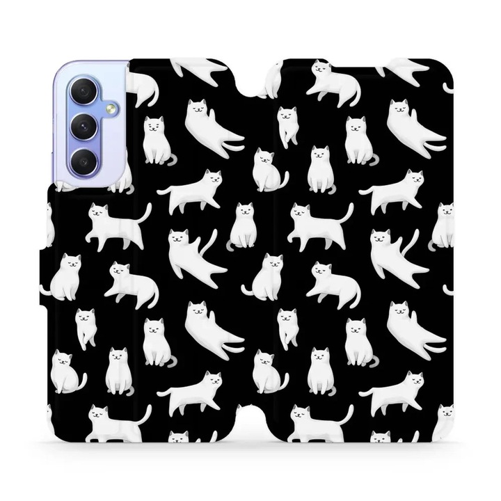 Husa, Mobiwear - Book - V163S pentru Samsung Galaxy A34 5G, Pisicute Luna