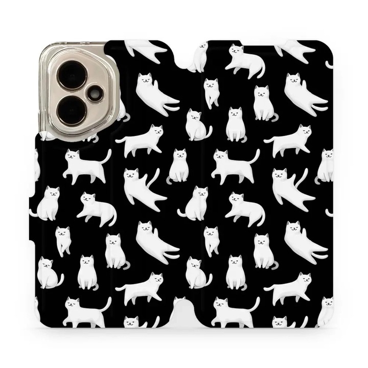 Husa, Mobiwear - Book - V163S pentru Honor 400 5G, Pisicute Luna