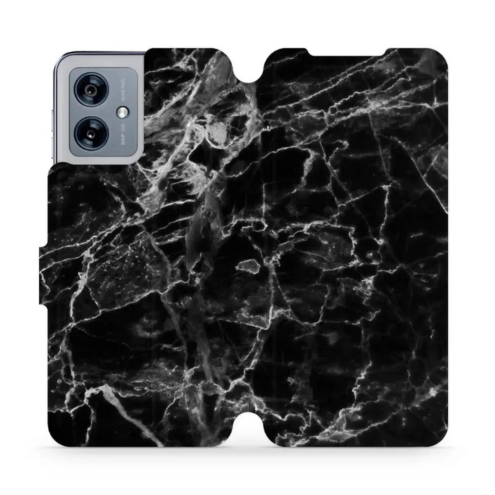 Husa, Mobiwear - Book - V056P pentru Motorola Moto G54 5G, Marmura Neagra