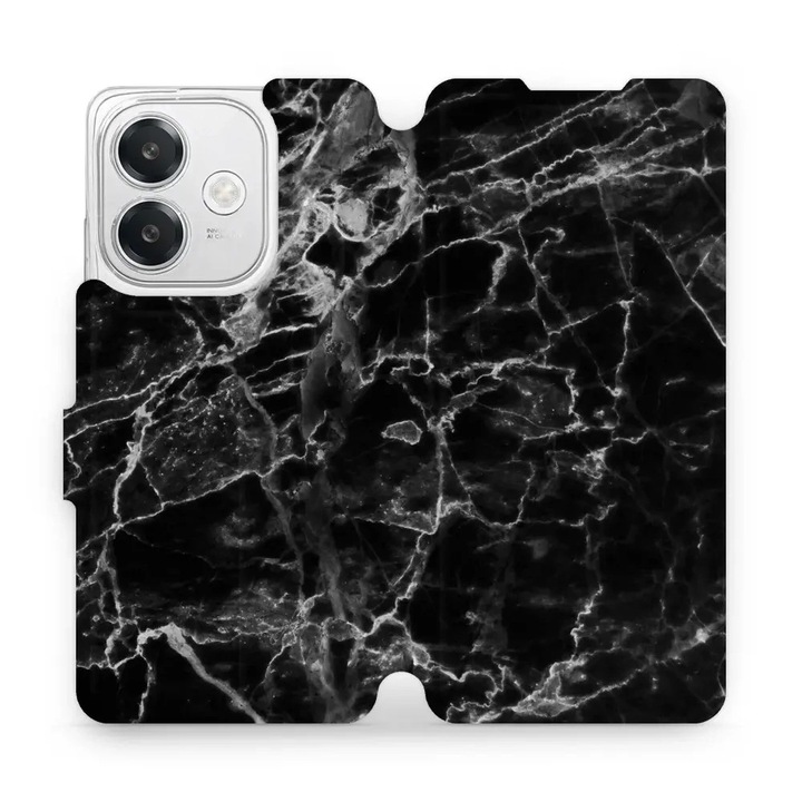 Husa, Mobiwear - Book - V056P pentru Oppo A40M, Marmura Neagra
