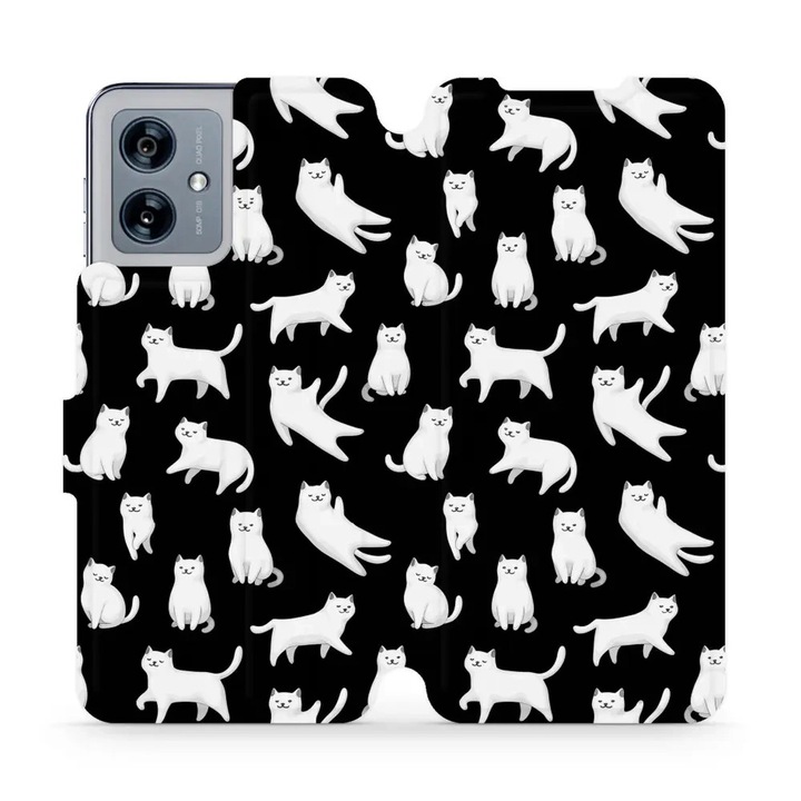 Husa, Mobiwear - Book - V163S pentru Motorola Moto G54 5G, Pisicute Luna