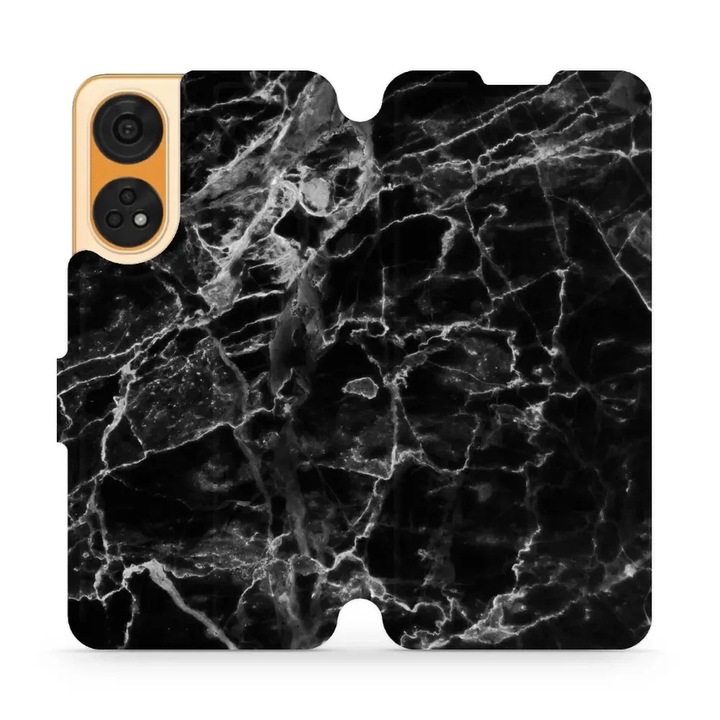 Калъф, Mobiwear - Book - V056P за Oppo Reno8T 5G, Черен Мрамор