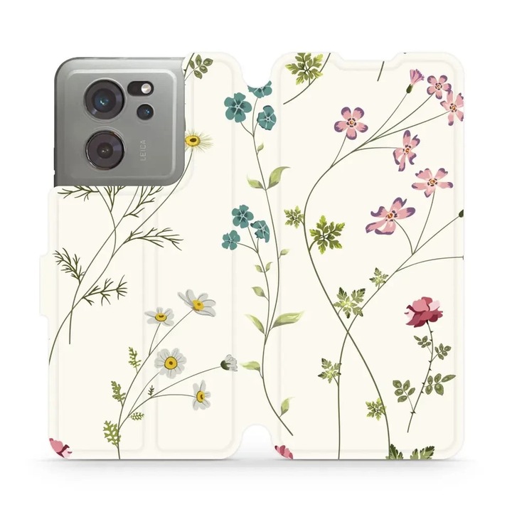 Калъф, Mobiwear - Book - MD03S за Xiaomi 13T Pro, Полски Цветя