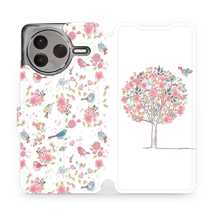 Husa, Mobiwear - Book - M120S pentru Xiaomi POCO F7 Pro, Crang Roz