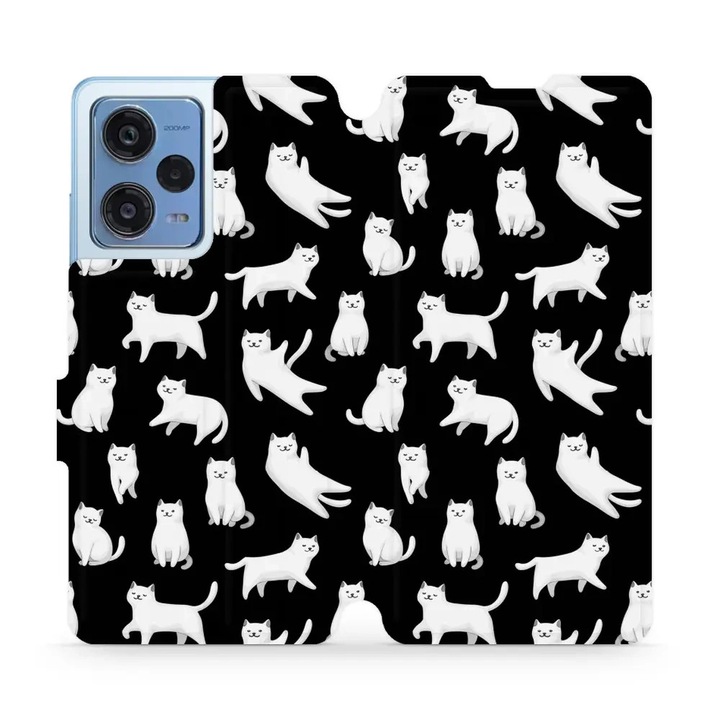 Husa, Mobiwear - Book - V163S pentru Xiaomi Redmi Note 12 Pro 5G, Pisicute Luna