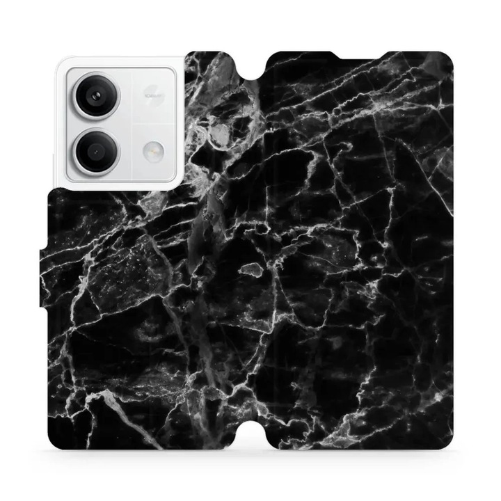 Husa, Mobiwear - Book - V056P pentru Xiaomi Redmi Note 13 5G, Marmura Neagra